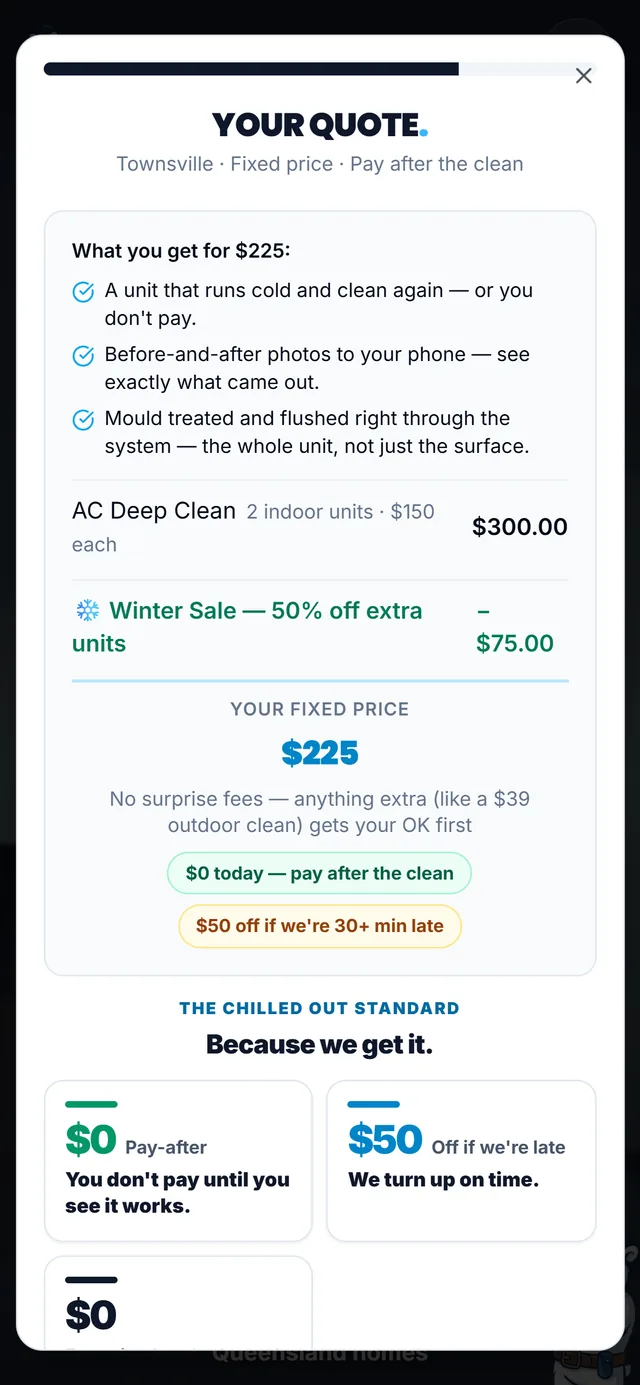 The fixed price worked out on screen